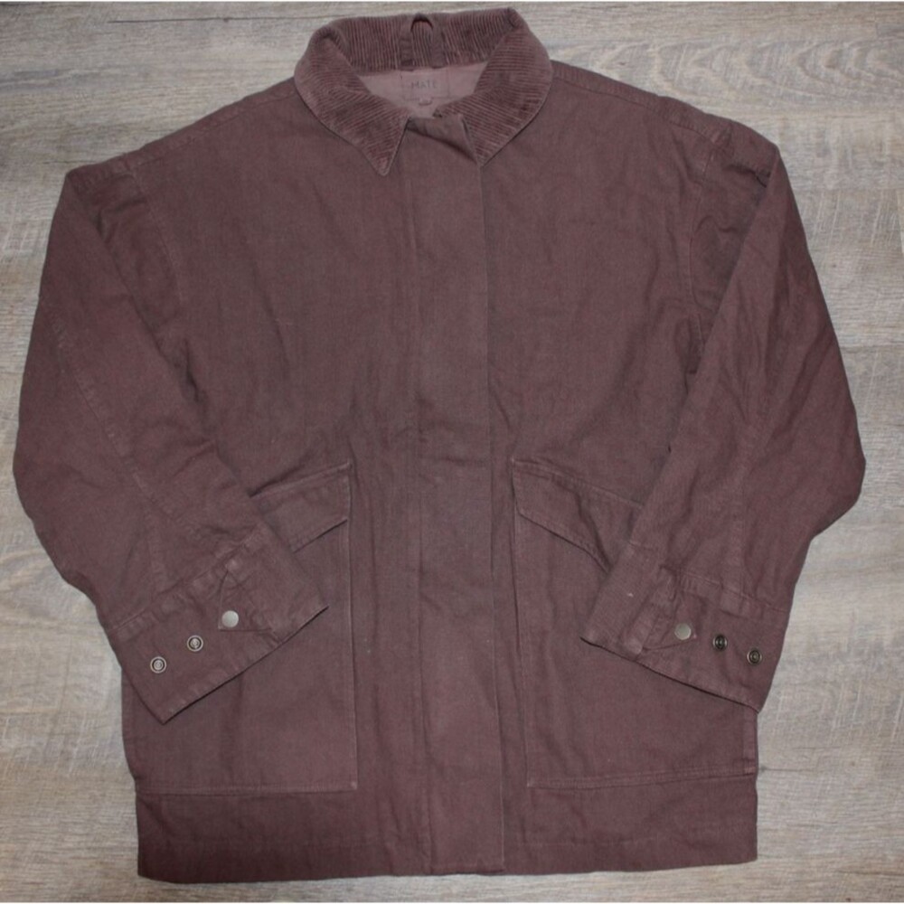 NWT MATE THE LABEL WOMEN'S COTTON CANVAS CHORE JACKET BROWN $220 - Picture 2 of 9